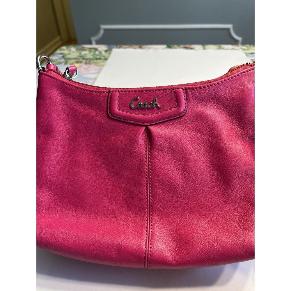 2pc Coach Pink Leather Shoulder Crossbody Handbag Purse w Matching Wallet - Picture 2 of 16